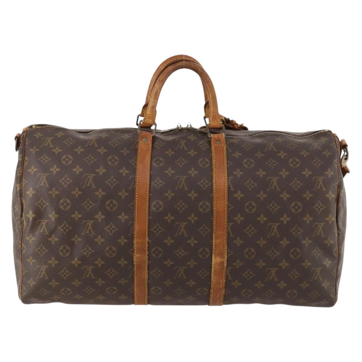 LOUIS VUITTON Monogram Keepall Bandouliere 55 Boston Bag M41414 LV Auth BA10979