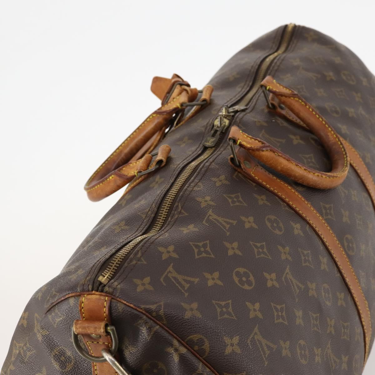 LOUIS VUITTON Monogram Keepall Bandouliere 55 Boston Bag M41414 LV Auth BA10979