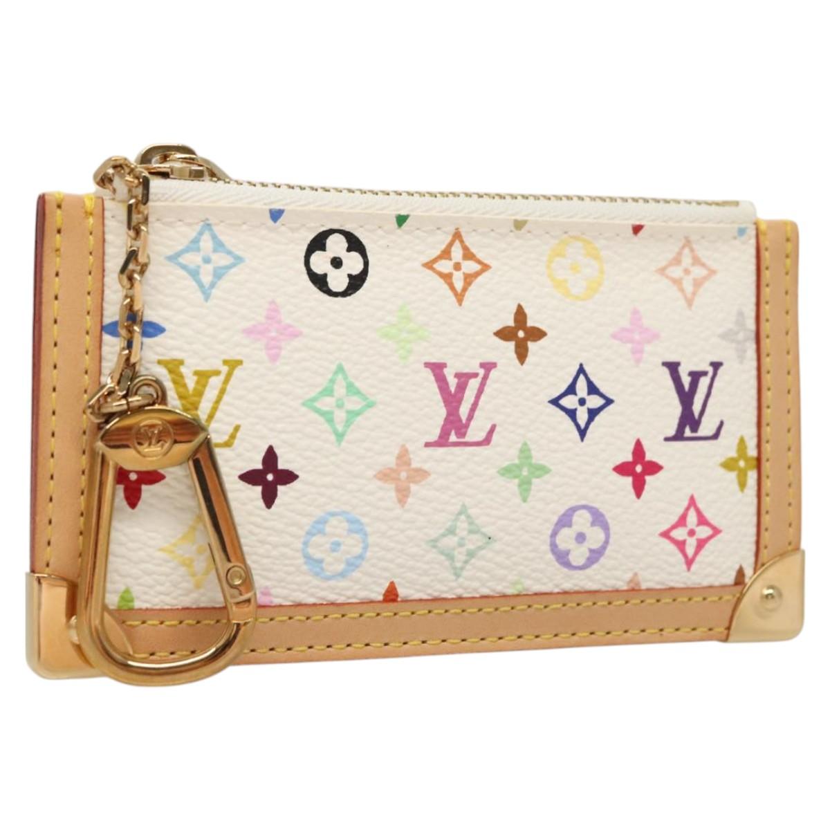 LOUIS VUITTON Monogram Multicolor Pochette Cles Purse White M92655 Auth BA1097AM