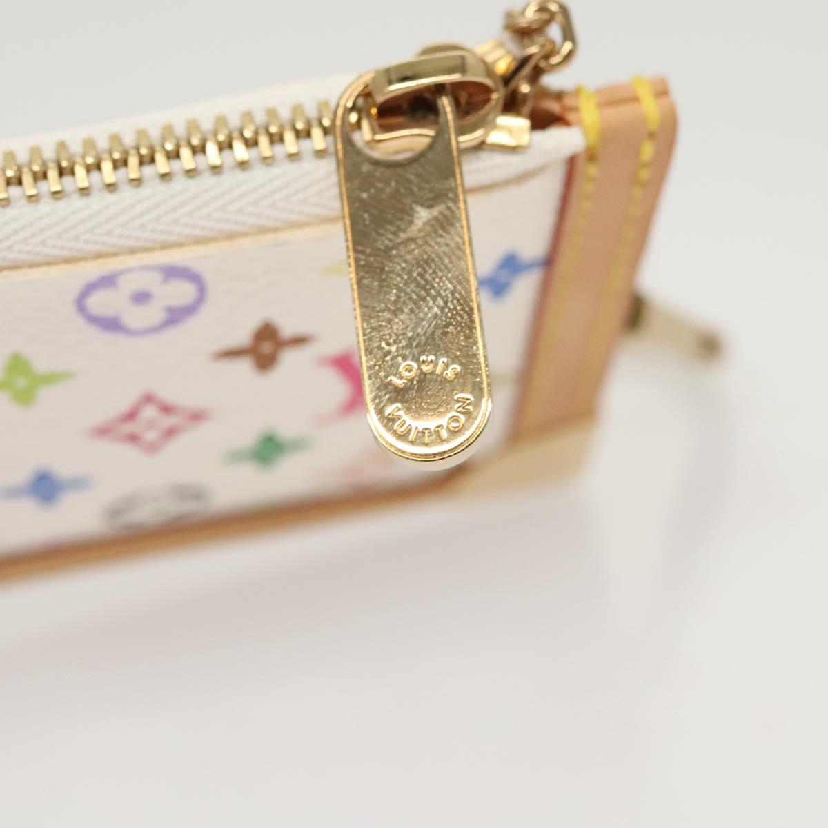 LOUIS VUITTON Monogram Multicolor Pochette Cles Purse White M92655 Auth BA1097AM