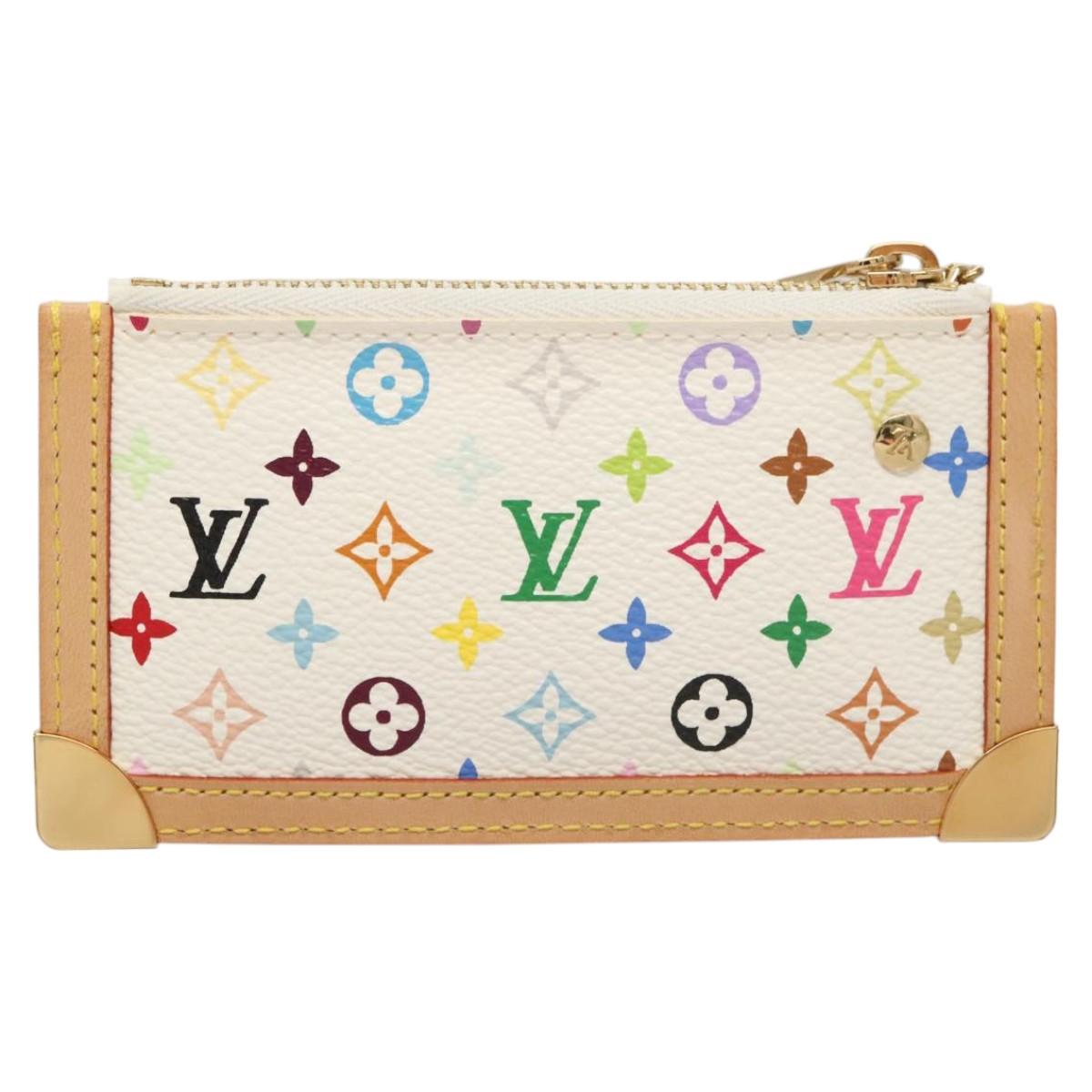LOUIS VUITTON Monogram Multicolor Pochette Cles Purse White M92655 Auth BA1097AM