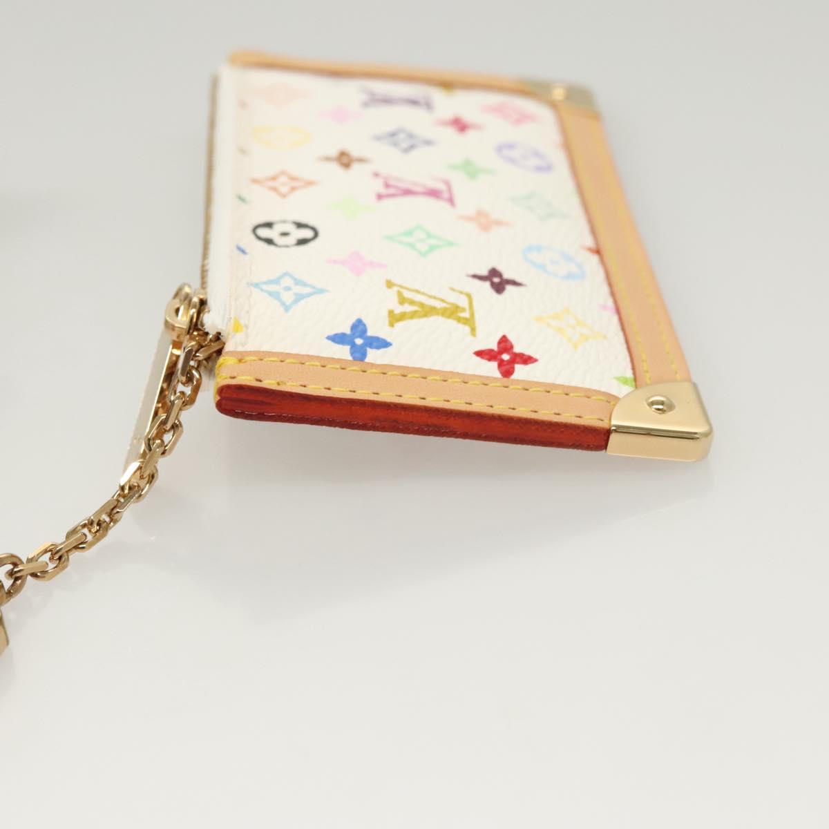 LOUIS VUITTON Monogram Multicolor Pochette Cles Purse White M92655 Auth BA1097AM