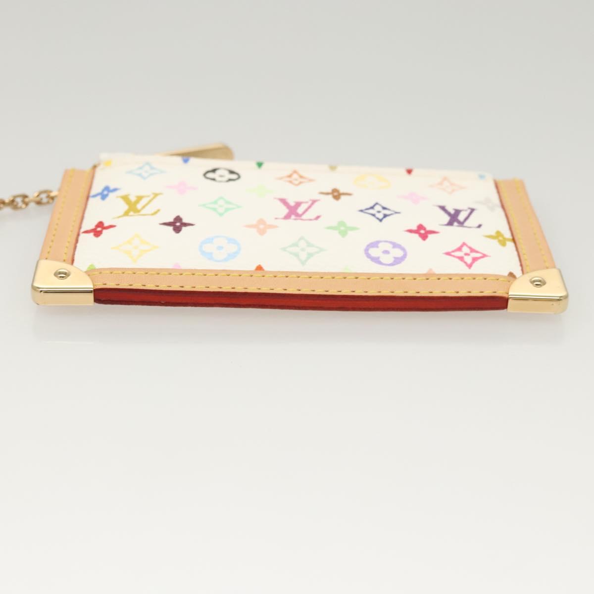 LOUIS VUITTON Monogram Multicolor Pochette Cles Purse White M92655 Auth BA1097AM
