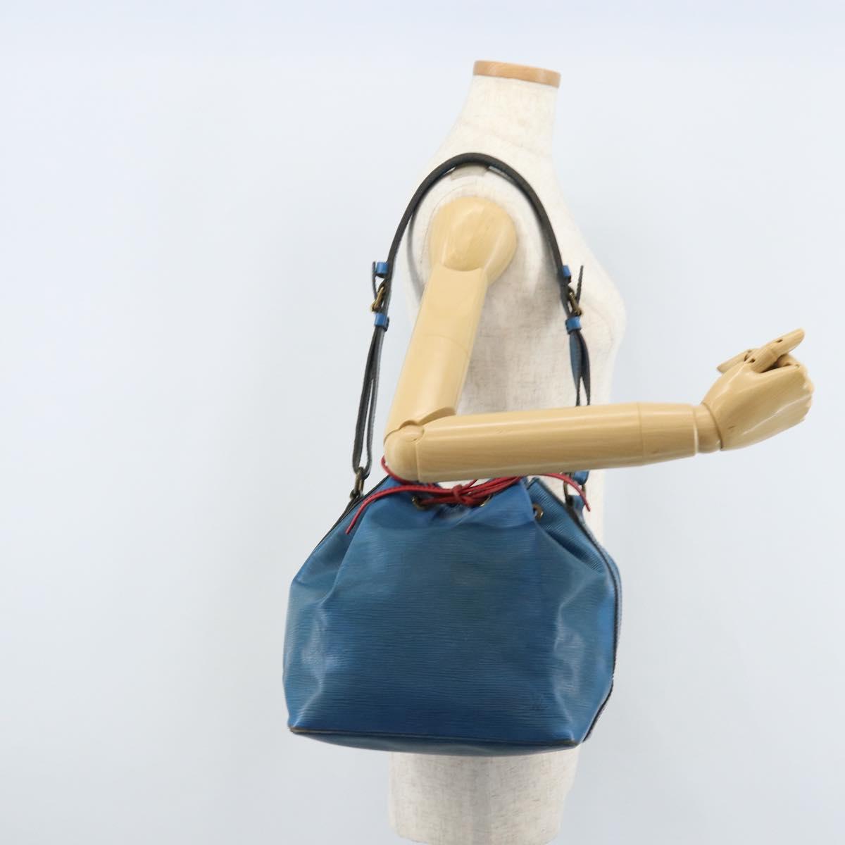 LOUIS VUITTON Epi Bicolor Petit Noe Shoulder Bag Castilian Red Blue Auth BA10999