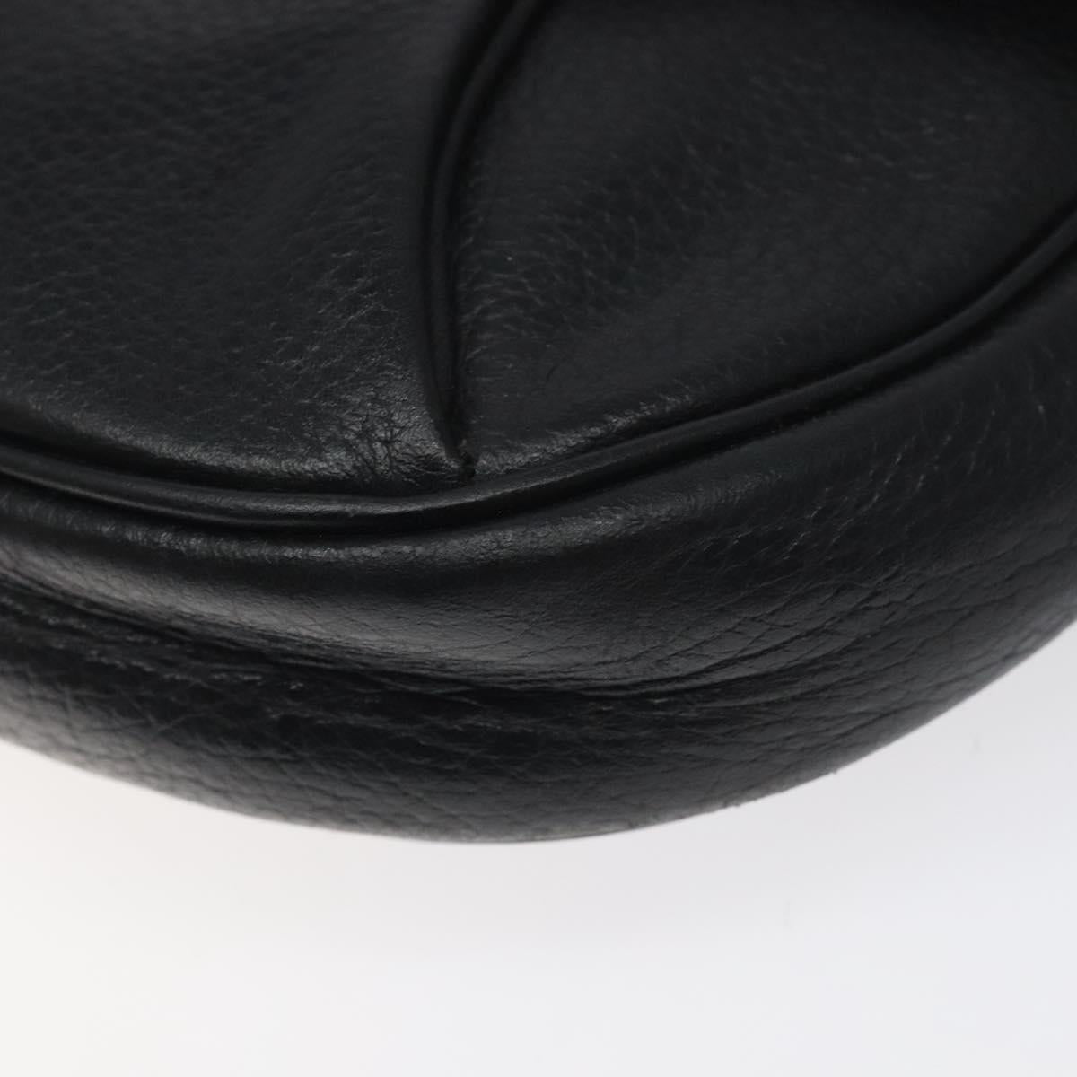 Burberrys Shoulder Bag Leather Black Gold Auth BA1100