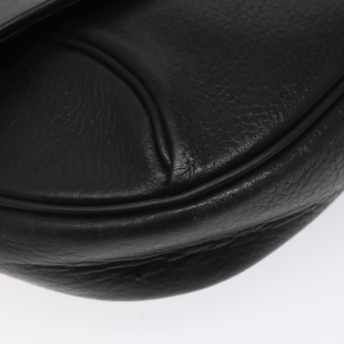 Burberrys Shoulder Bag Leather Black Gold Auth BA1100