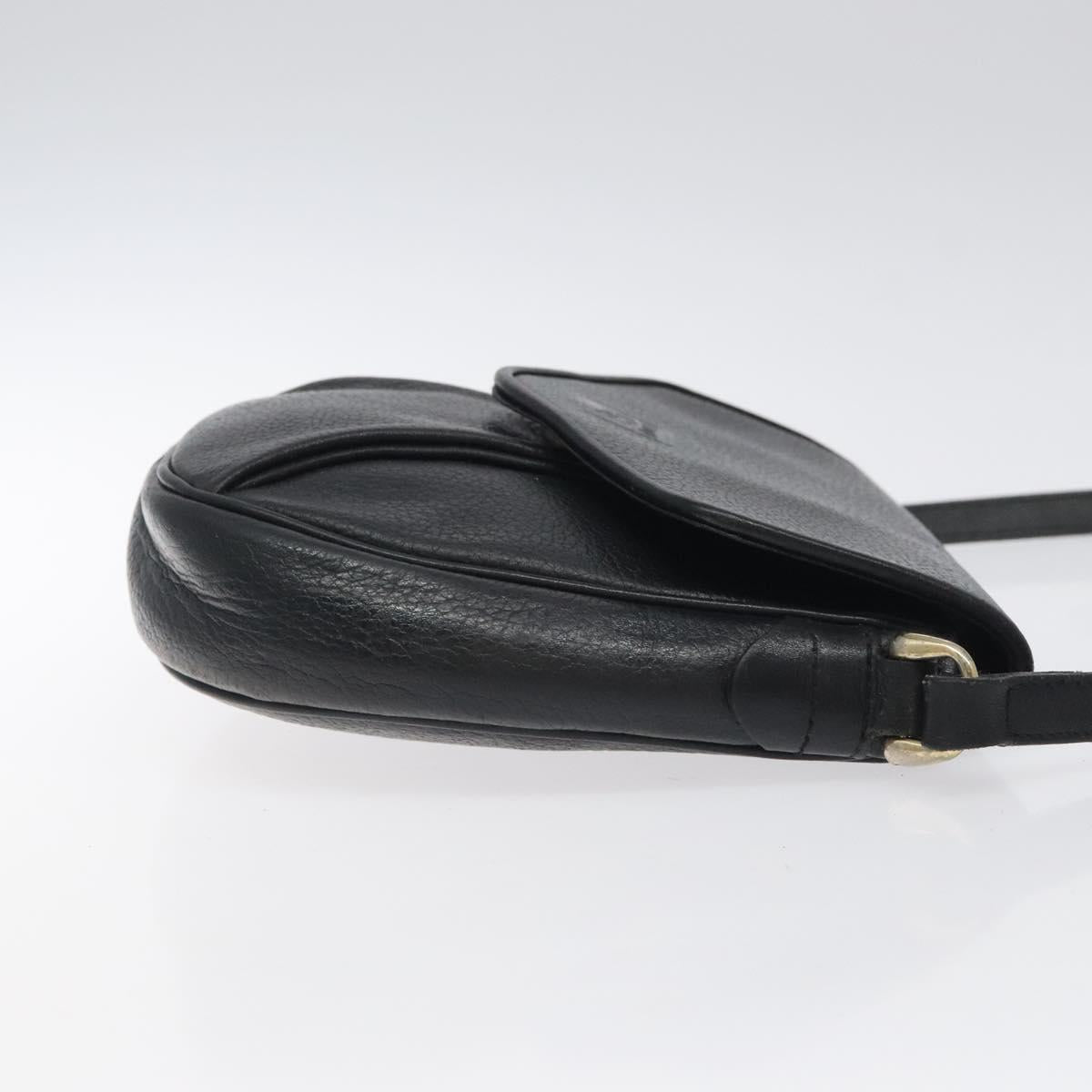 Burberrys Shoulder Bag Leather Black Gold Auth BA1100