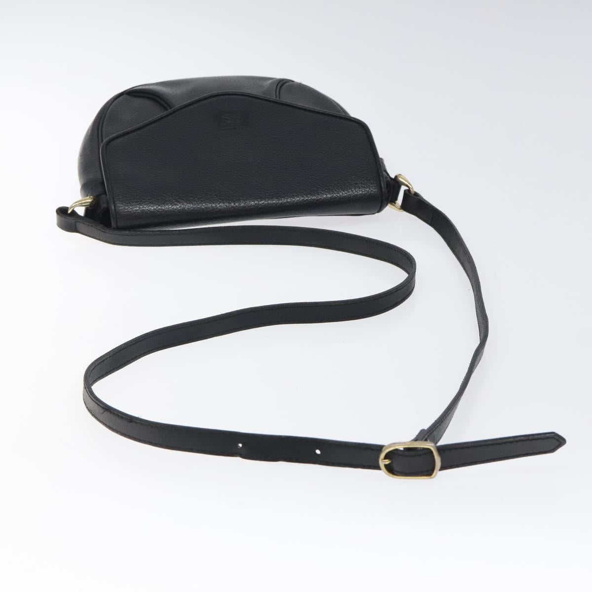 Burberrys Shoulder Bag Leather Black Gold Auth BA1100