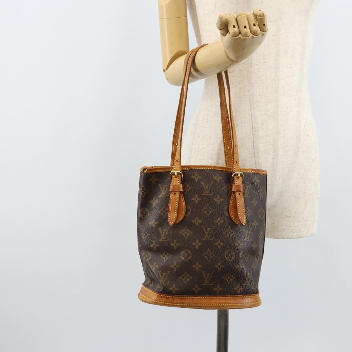 LOUIS VUITTON Monogram Bucket PM Shoulder Bag M42238 LV Auth BA11001