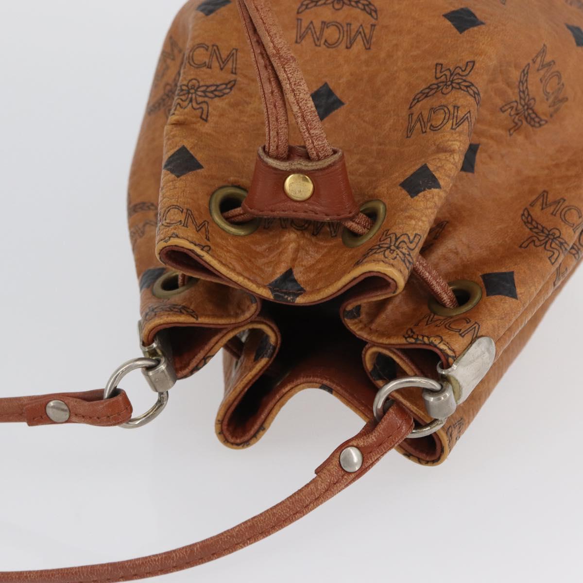 MCM Vicetos Logogram Shoulder Bag PVC Leather Brown Gold Auth BA11006