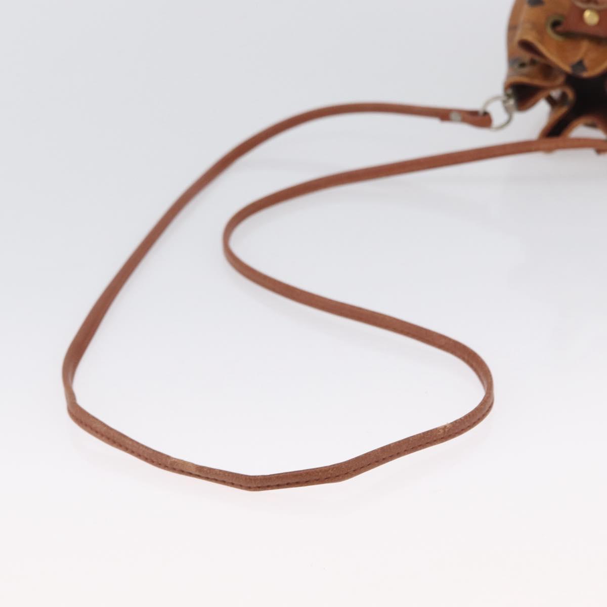 MCM Vicetos Logogram Shoulder Bag PVC Leather Brown Gold Auth BA11006