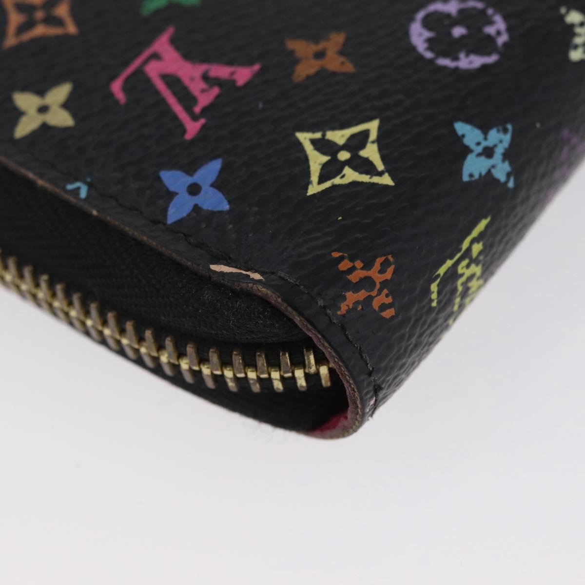 LOUIS VUITTON Multicolor Zippy Wallet Long Wallet Black M60243 LV Auth BA11010