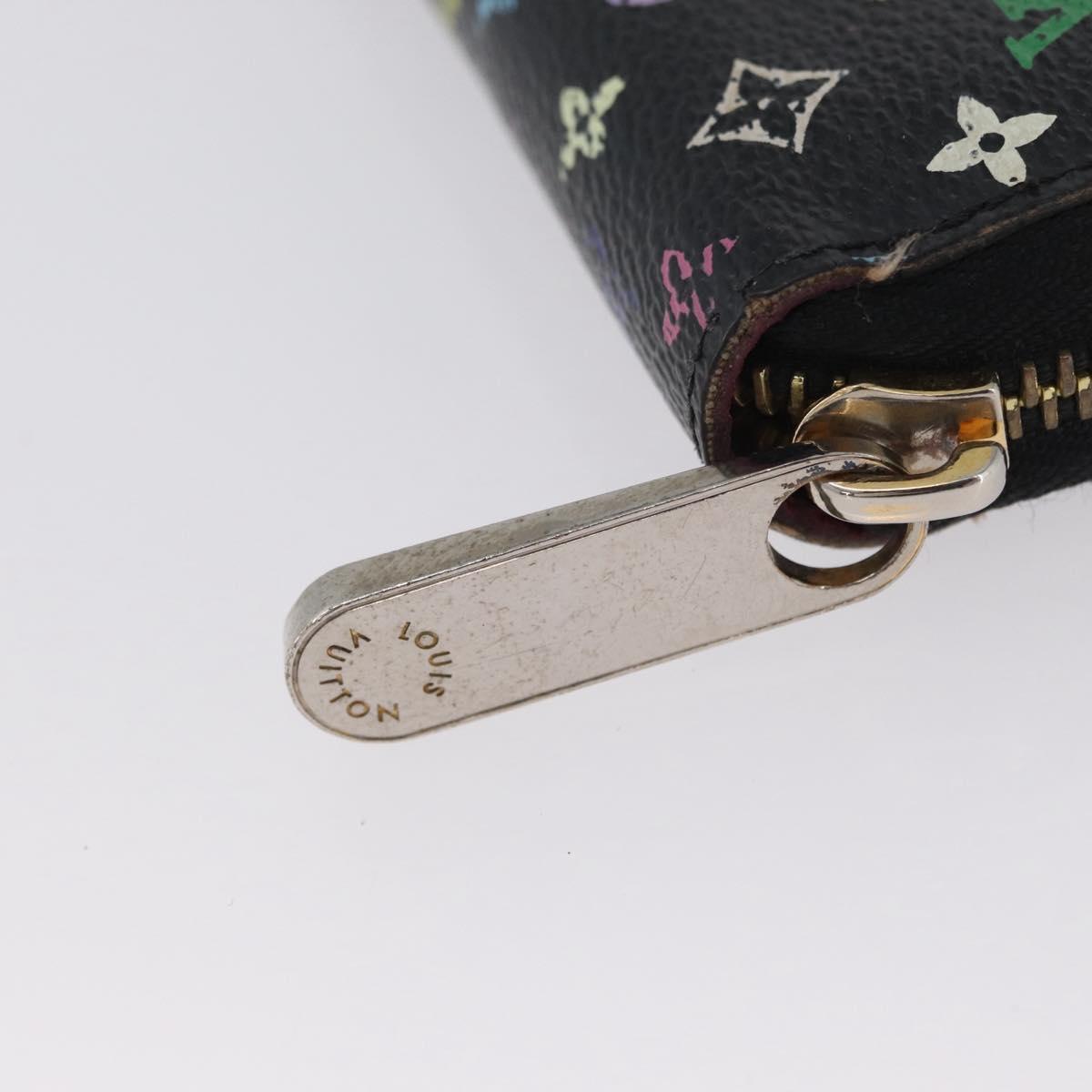 LOUIS VUITTON Multicolor Zippy Wallet Long Wallet Black M60243 LV Auth BA11010