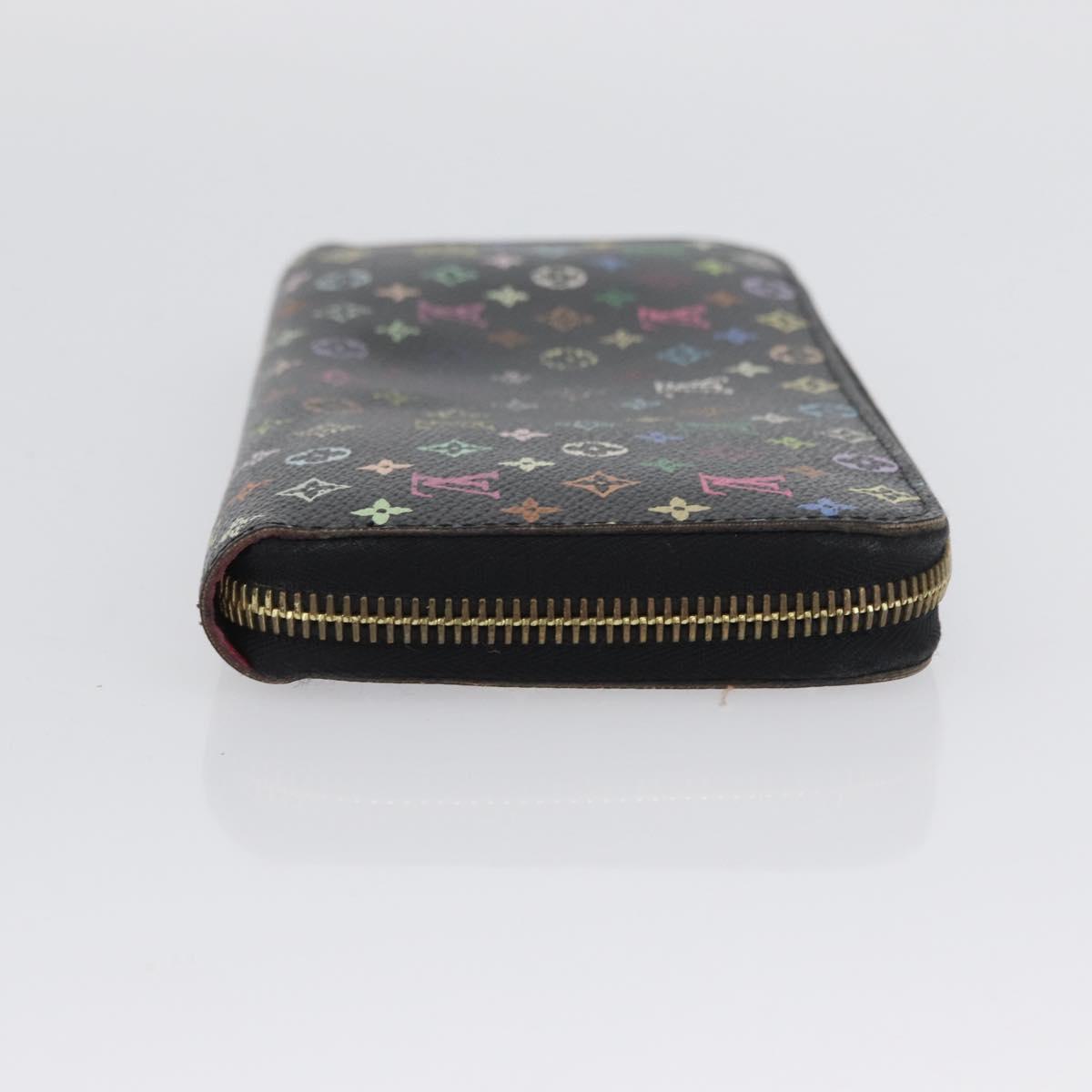LOUIS VUITTON Multicolor Zippy Wallet Long Wallet Black M60243 LV Auth BA11010