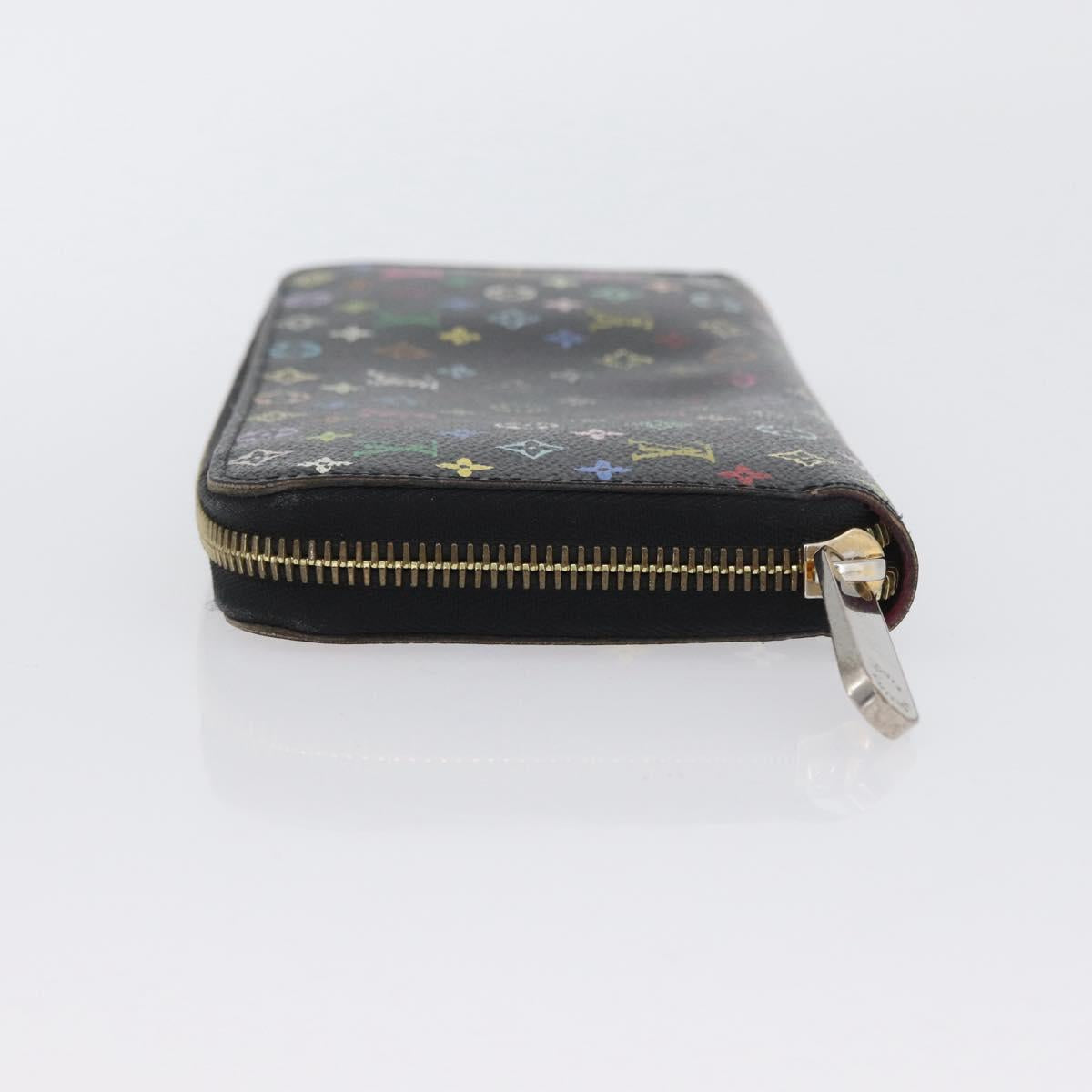 LOUIS VUITTON Multicolor Zippy Wallet Long Wallet Black M60243 LV Auth BA11010