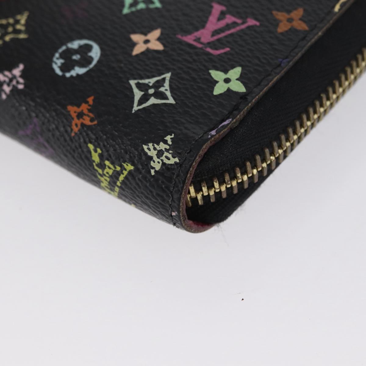 LOUIS VUITTON Multicolor Zippy Wallet Long Wallet Black M60243 LV Auth BA11010