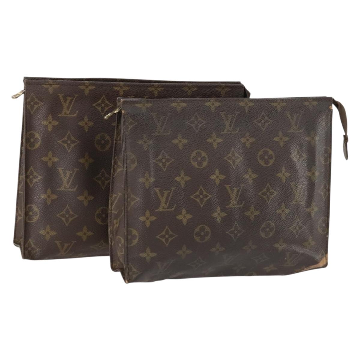LOUIS VUITTON Monogram Poche Toilette 26 Pouch 2 Set M47542 LV Auth BA11016