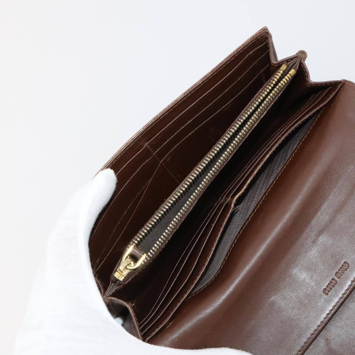 Miu Miu Wallet Leather 2 Set Brown Green Auth BA11023