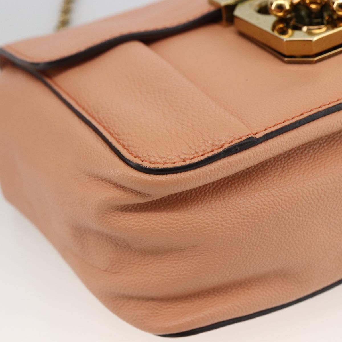 Chloe Chain Elsie Shoulder Bag Leather Pink Gold Auth BA11036V