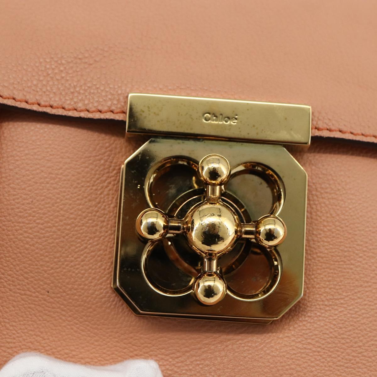 Chloe Chain Elsie Shoulder Bag Leather Pink Gold Auth BA11036V
