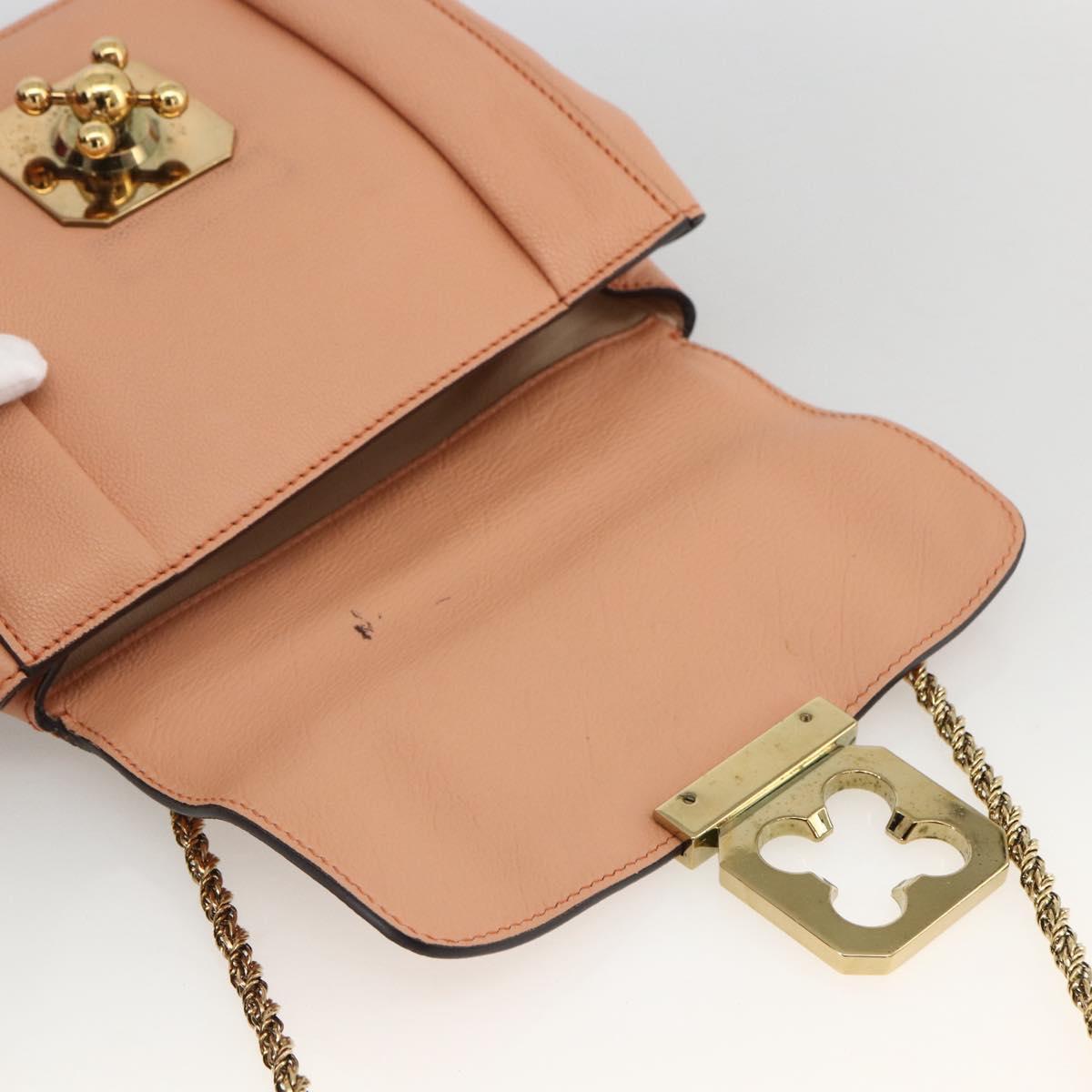 Chloe Chain Elsie Shoulder Bag Leather Pink Gold Auth BA11036V