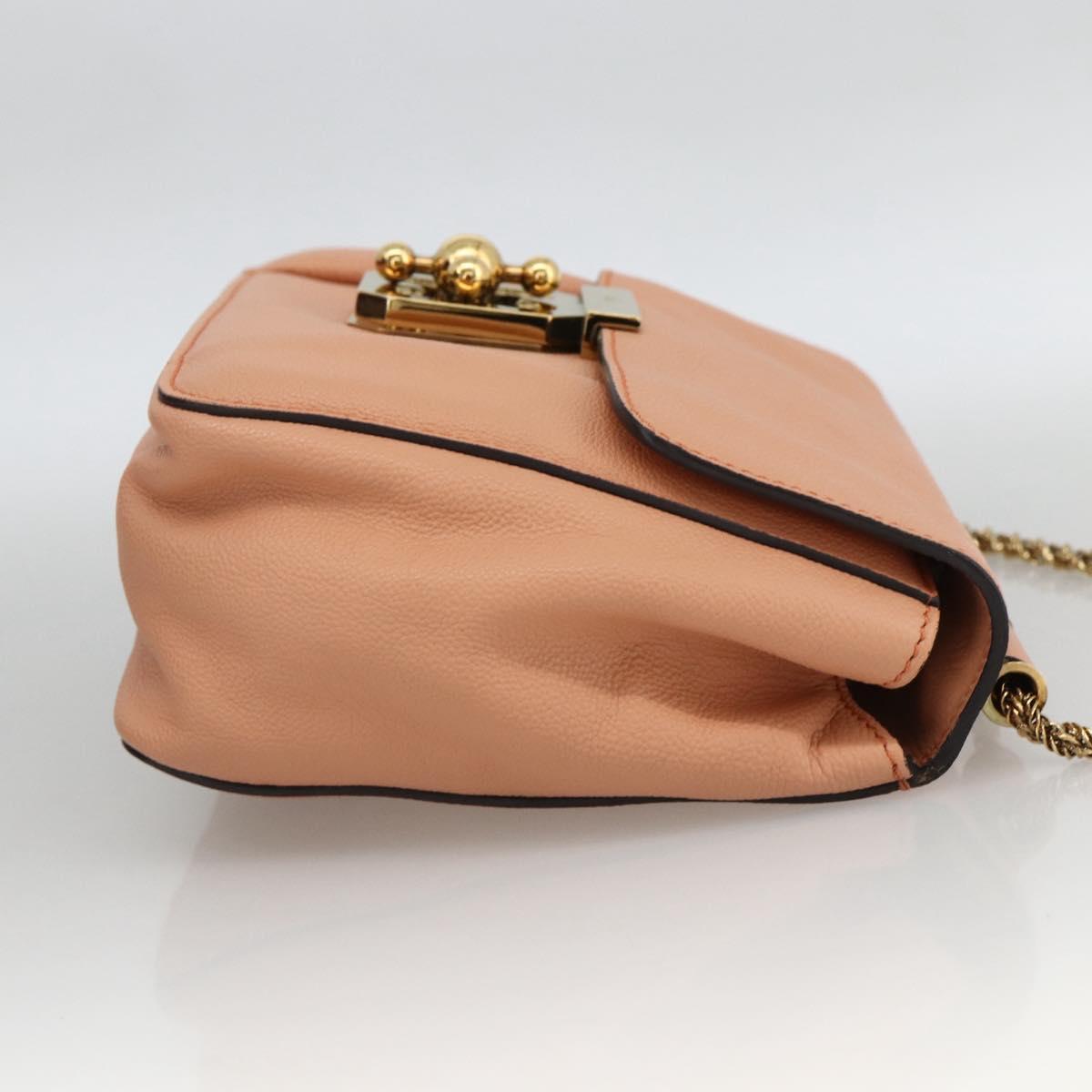 Chloe Chain Elsie Shoulder Bag Leather Pink Gold Auth BA11036V