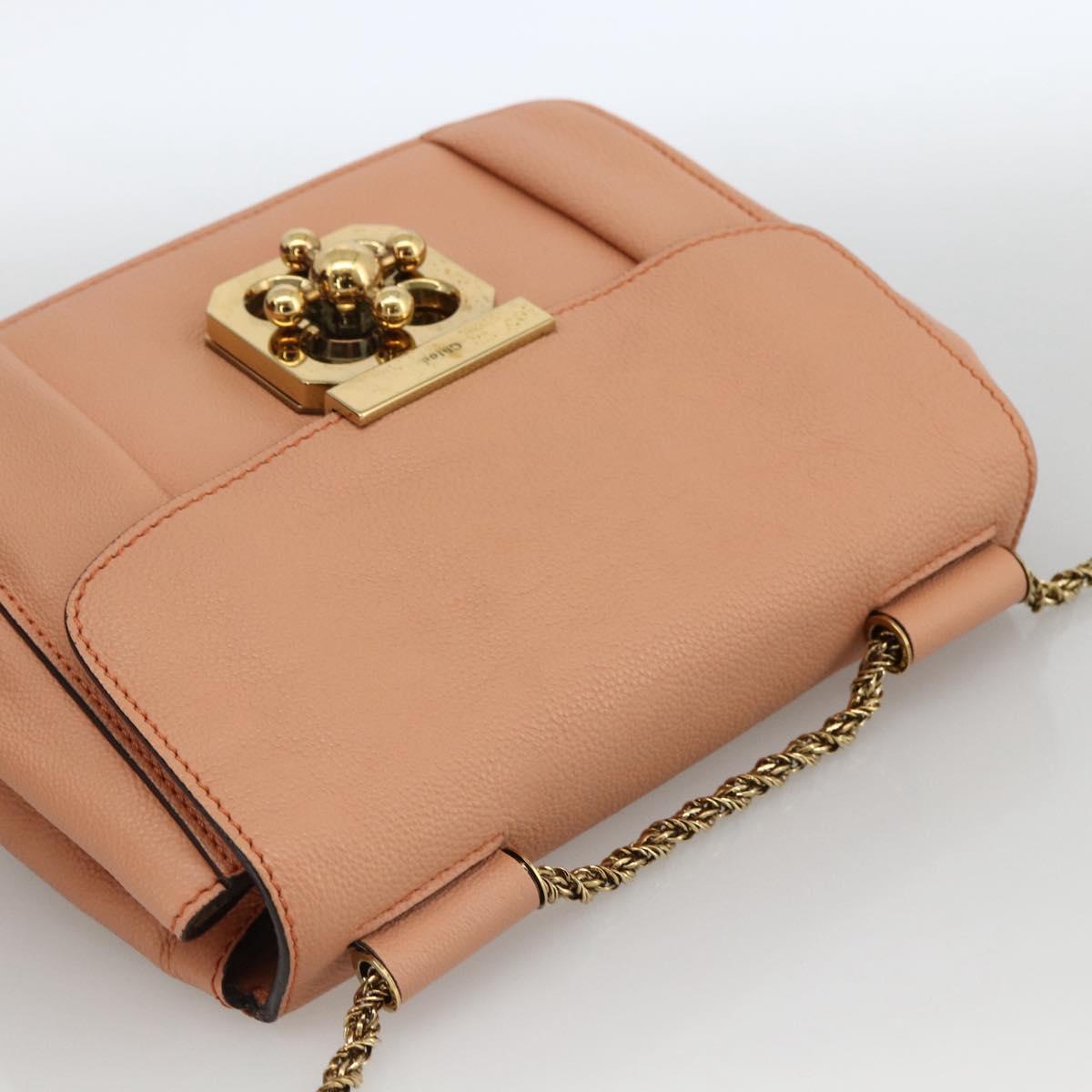 Chloe Chain Elsie Shoulder Bag Leather Pink Gold Auth BA11036V