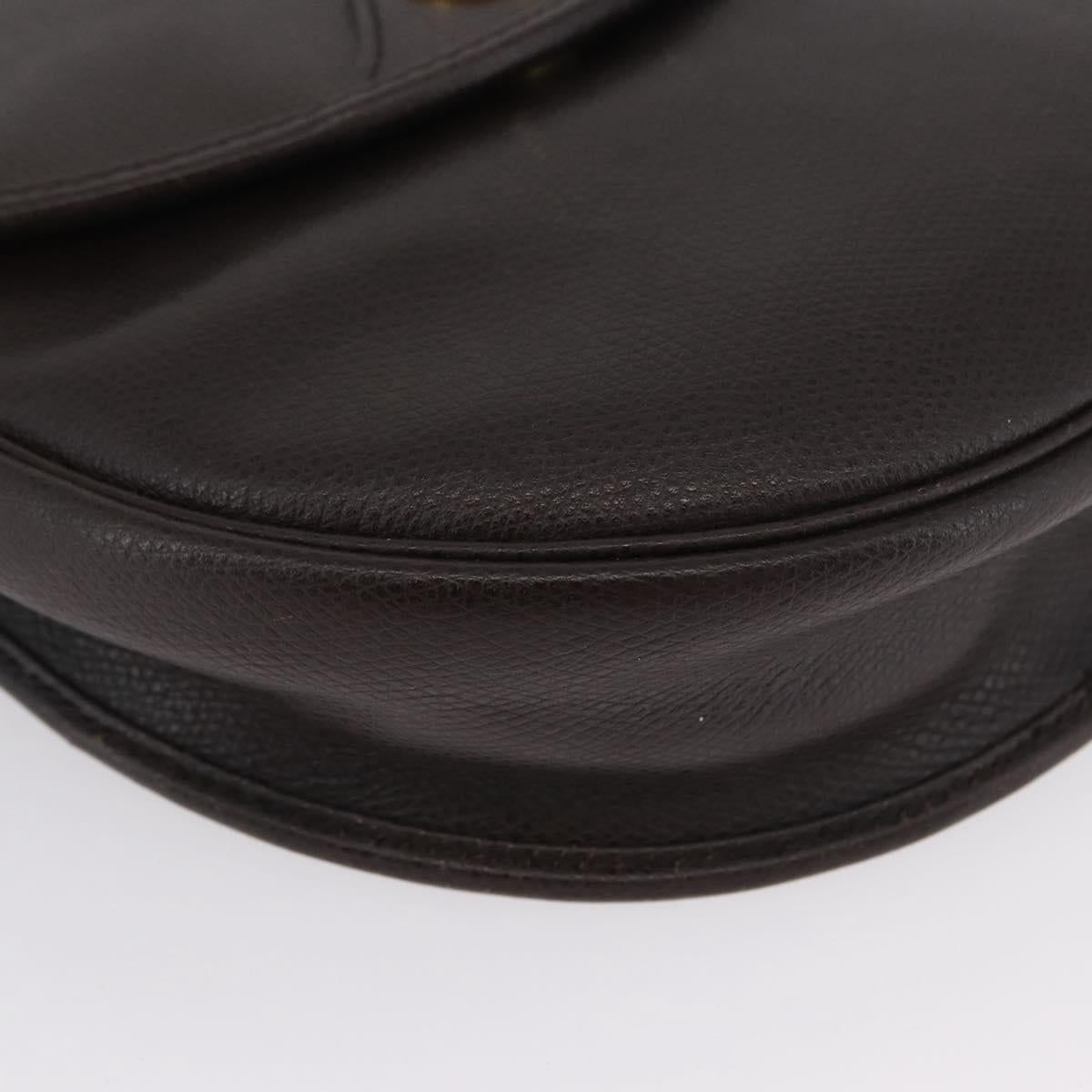 Christian Dior Shoulder Bag Leather Brown Gold Auth BA11045