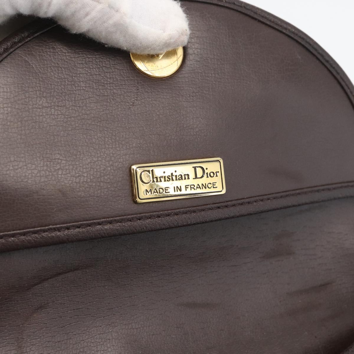 Christian Dior Shoulder Bag Leather Brown Gold Auth BA11045
