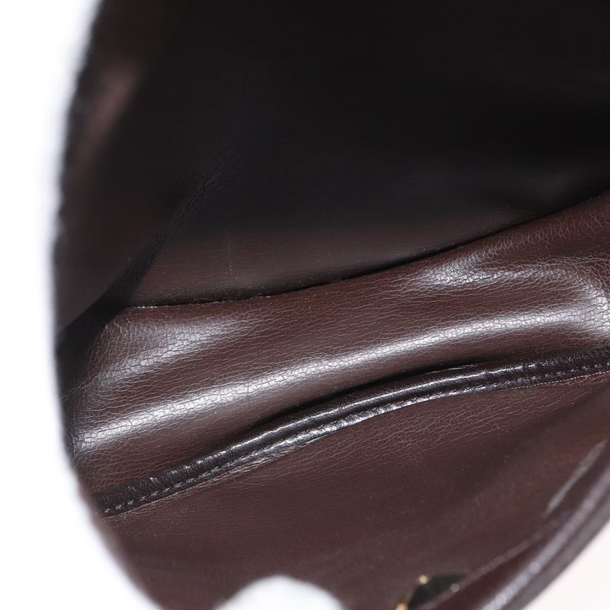 Christian Dior Shoulder Bag Leather Brown Gold Auth BA11045