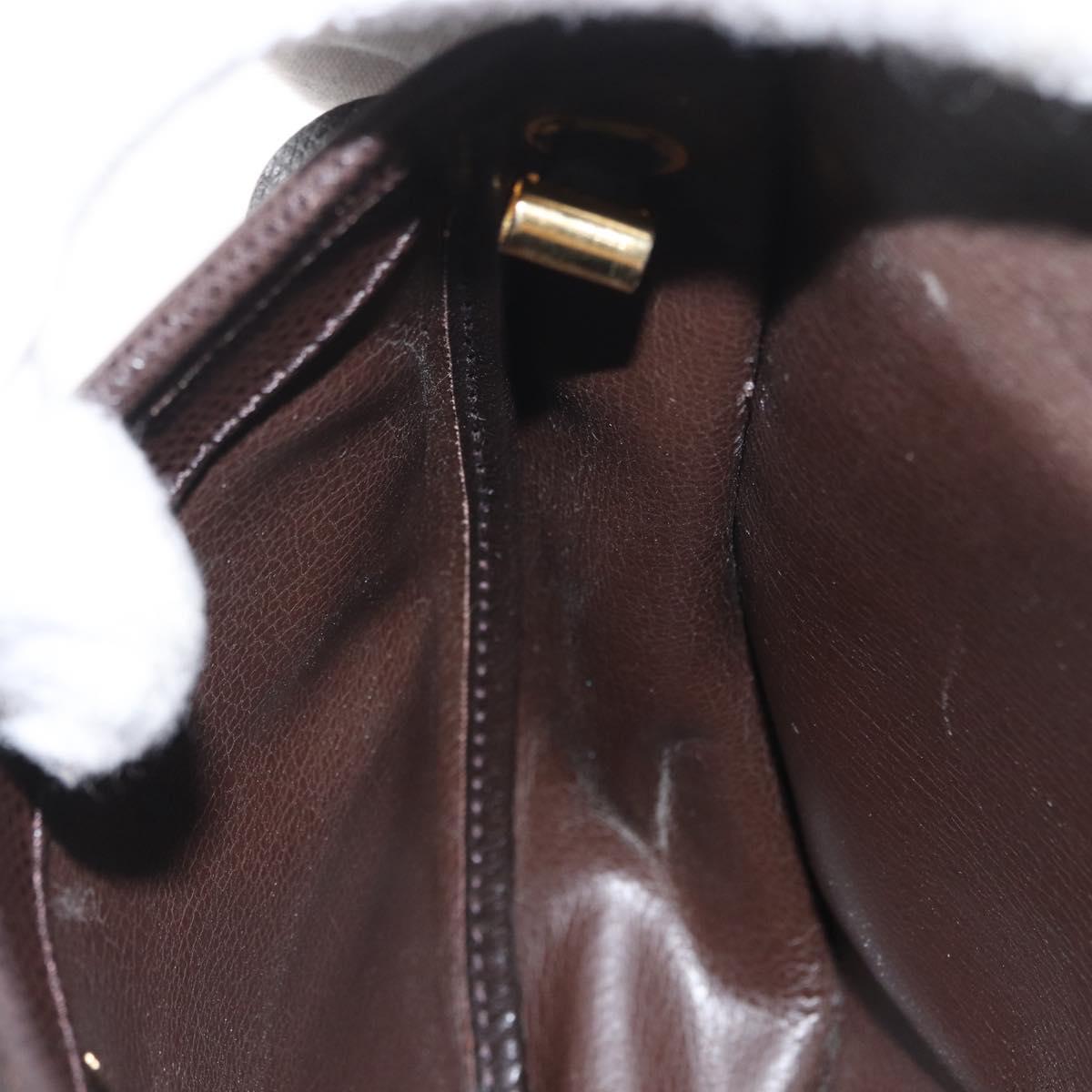 Christian Dior Shoulder Bag Leather Brown Gold Auth BA11045