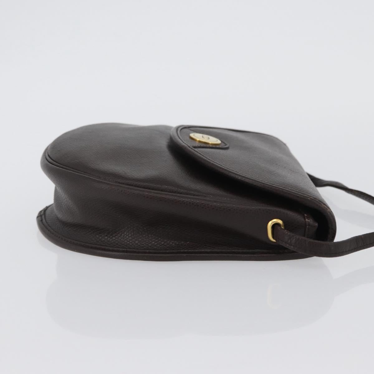 Christian Dior Shoulder Bag Leather Brown Gold Auth BA11045