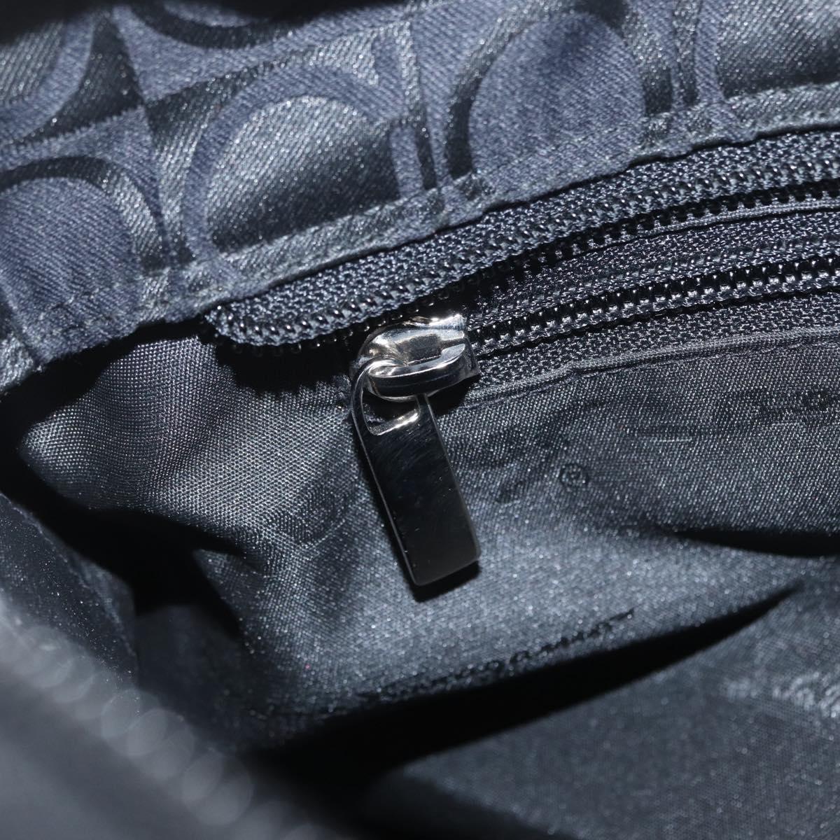 Salvatore Ferragamo Gancini Tote Bag Canvas Leather Black Silver Auth BA11046