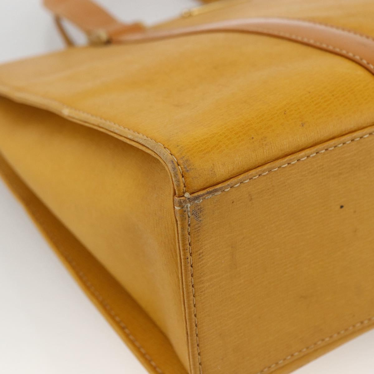 BURBERRY Hand Bag Leather Yellow Gold Auth BA11047