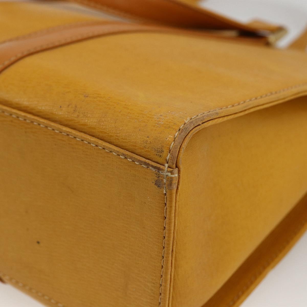 BURBERRY Hand Bag Leather Yellow Gold Auth BA11047
