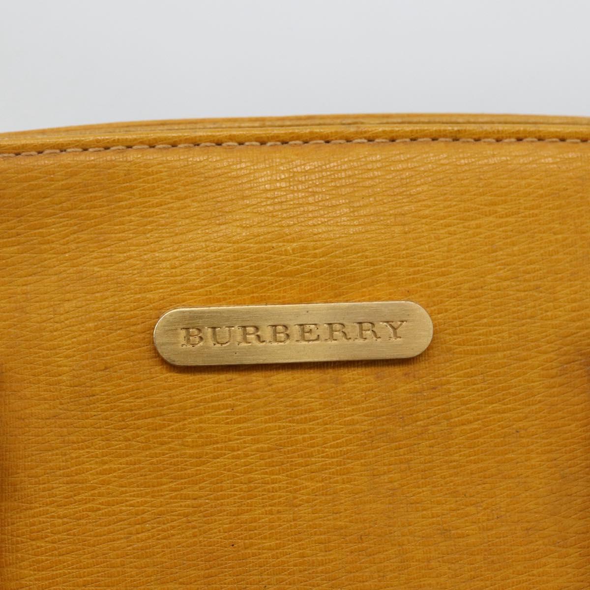 BURBERRY Hand Bag Leather Yellow Gold Auth BA11047