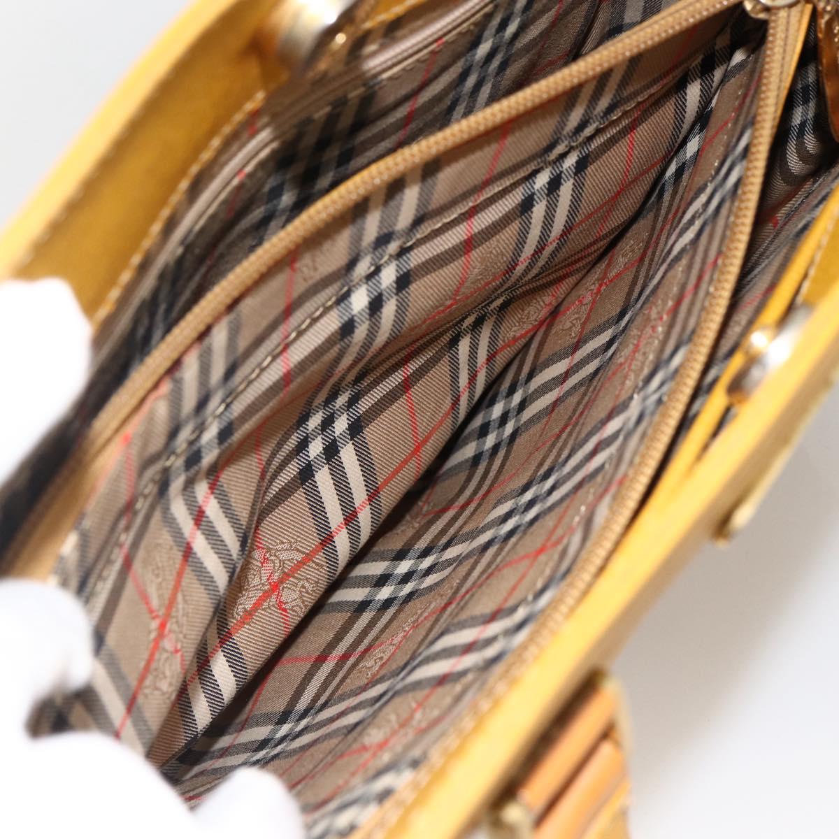 BURBERRY Hand Bag Leather Yellow Gold Auth BA11047