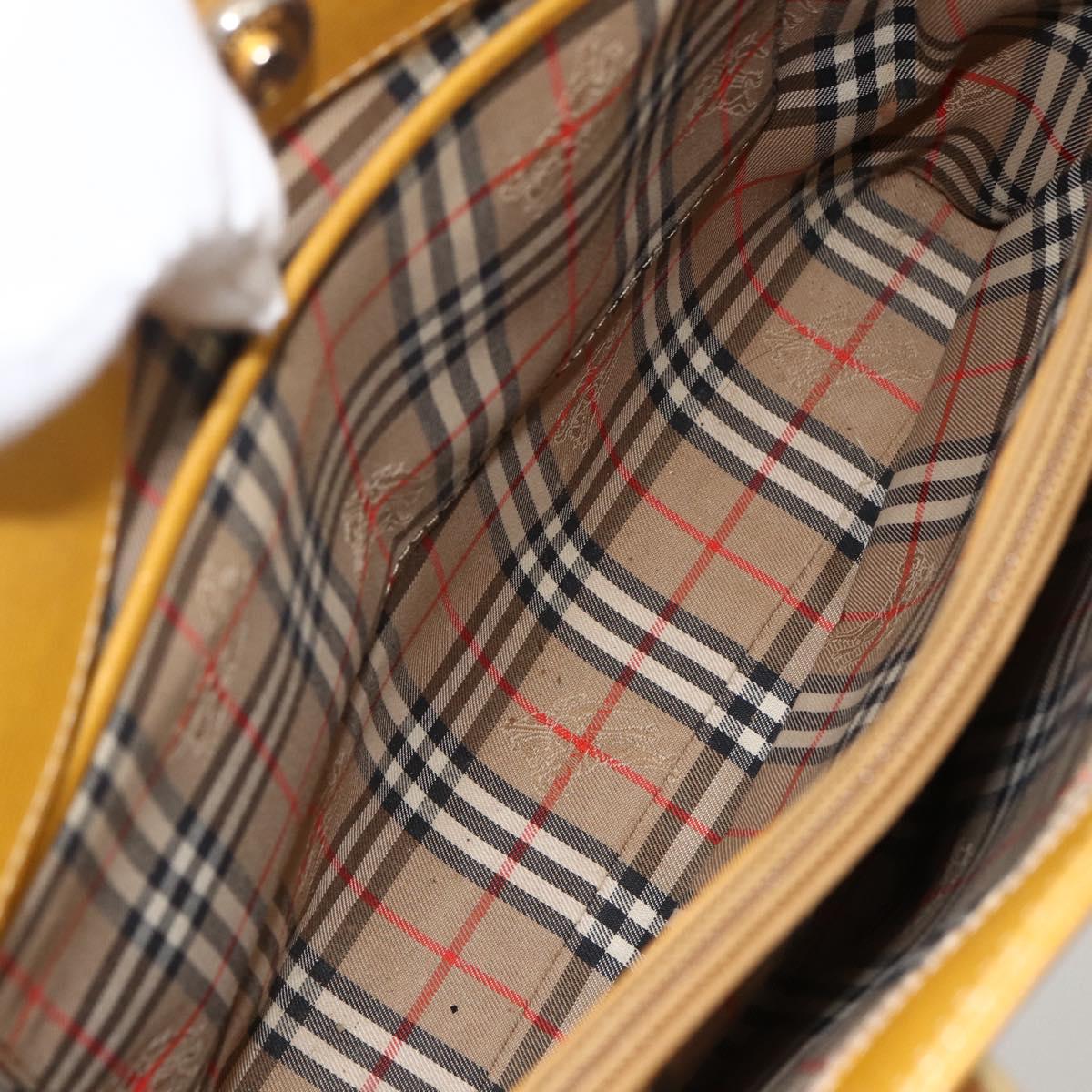 BURBERRY Hand Bag Leather Yellow Gold Auth BA11047