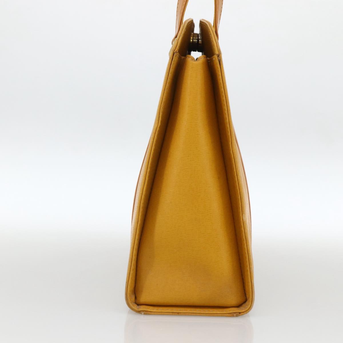 BURBERRY Hand Bag Leather Yellow Gold Auth BA11047