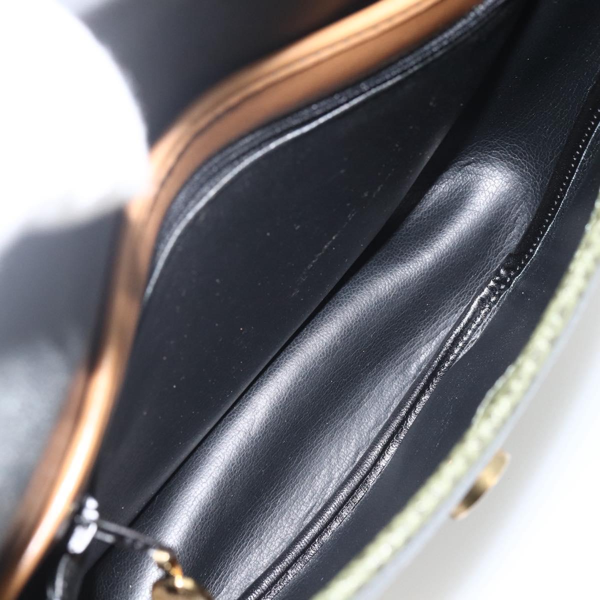 Christian Dior Shoulder Bag Leather Khaki Gold Auth BA11048