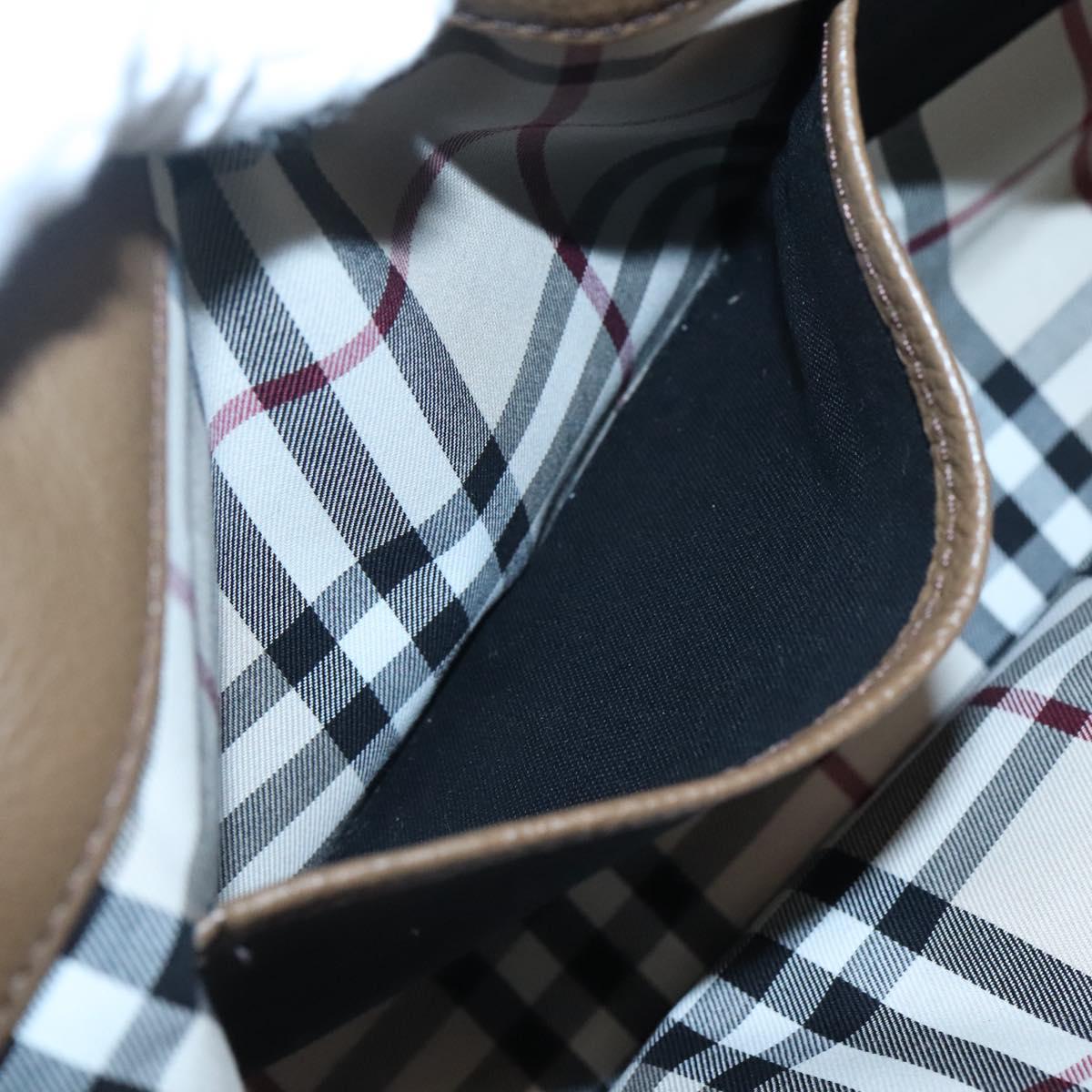 BURBERRY Tote Bag Leather Gold Brown Auth BA1105