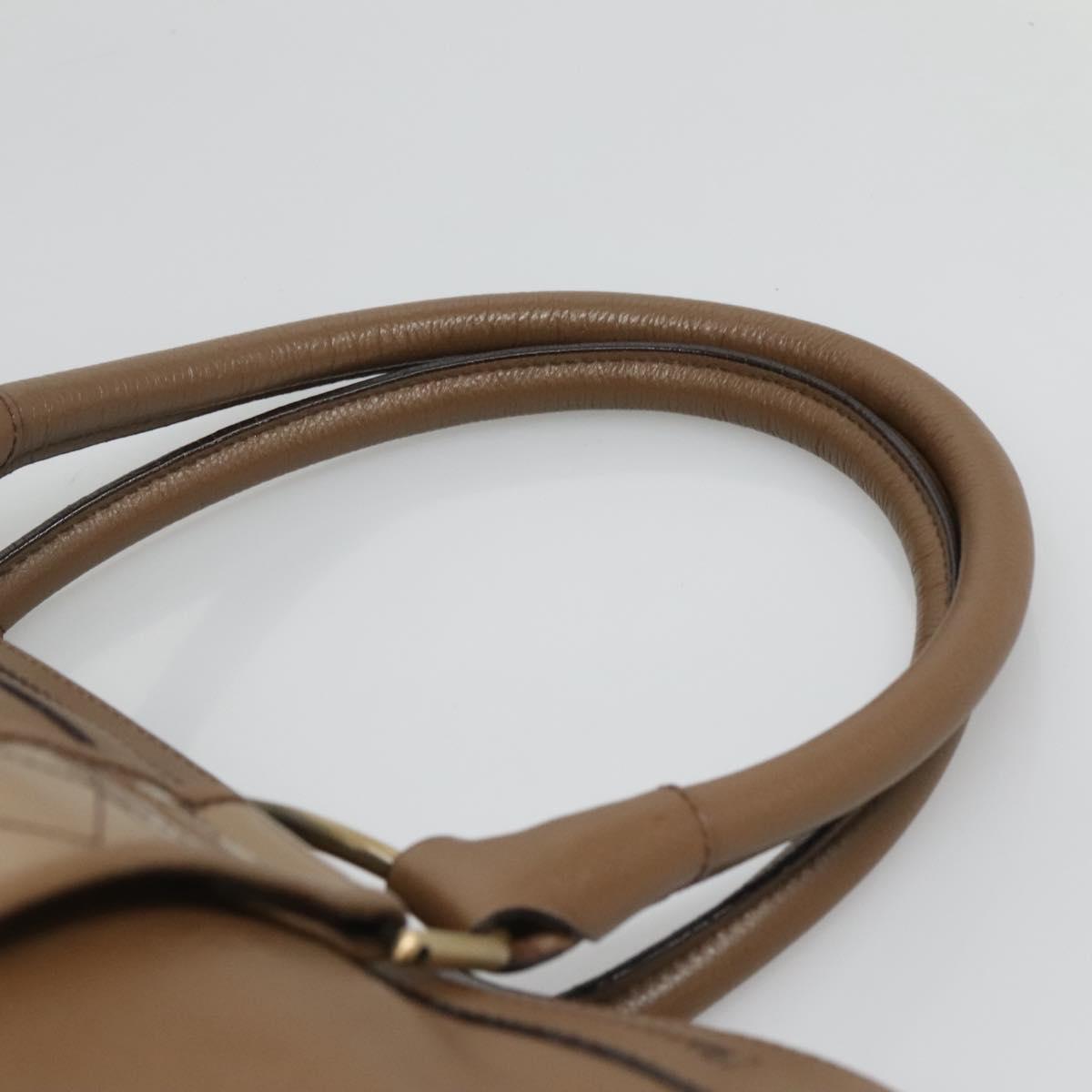 BURBERRY Tote Bag Leather Gold Brown Auth BA1105