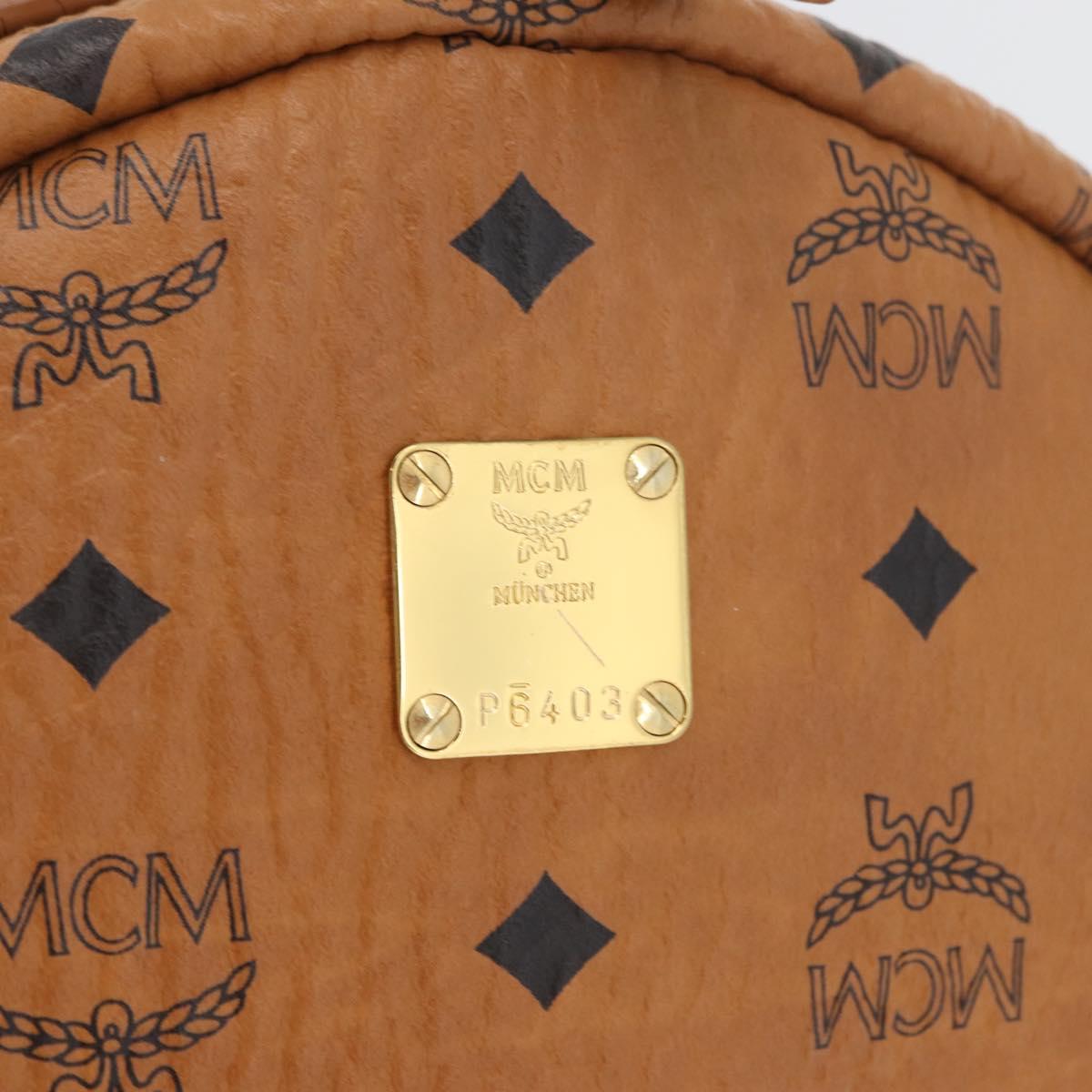 MCM Vicetos Logogram Backpack PVC Leather Brown Gold Auth BA11051