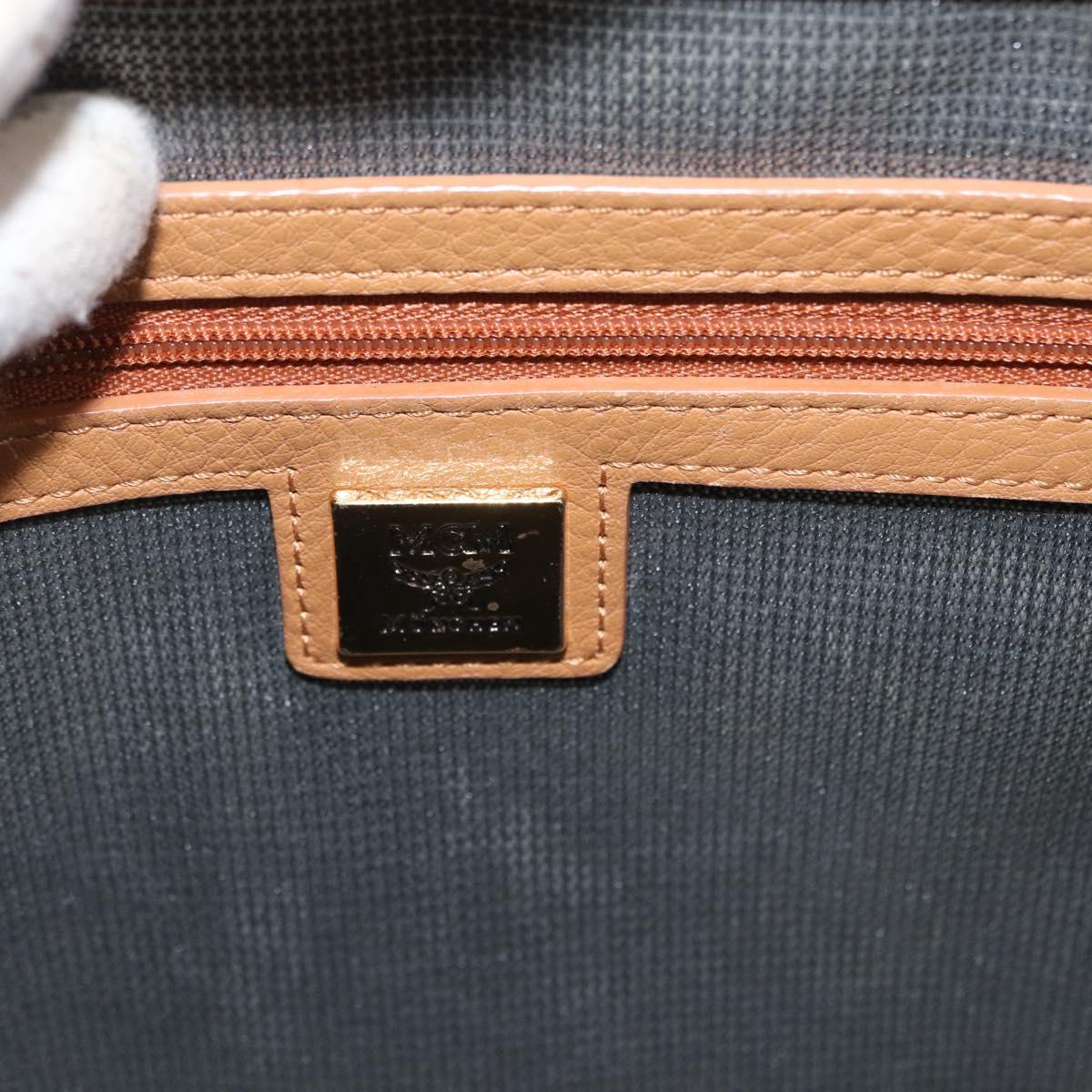 MCM Vicetos Logogram Backpack PVC Leather Brown Gold Auth BA11051