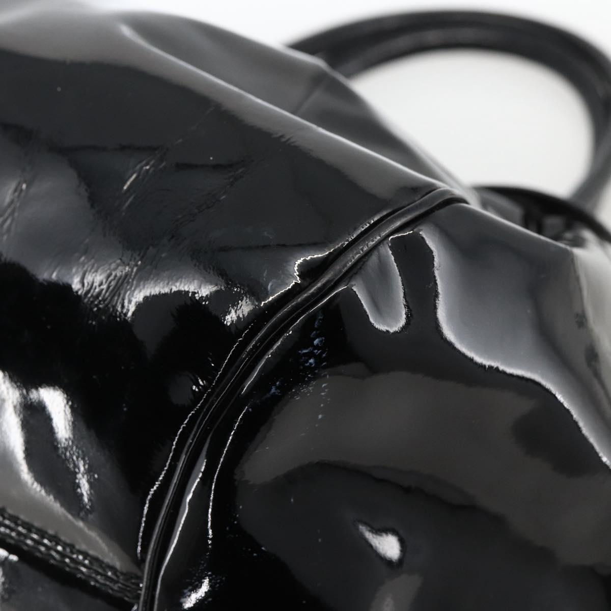Salvatore Ferragamo Gancini Hand Bag Patent leather Black Silver Auth BA11053