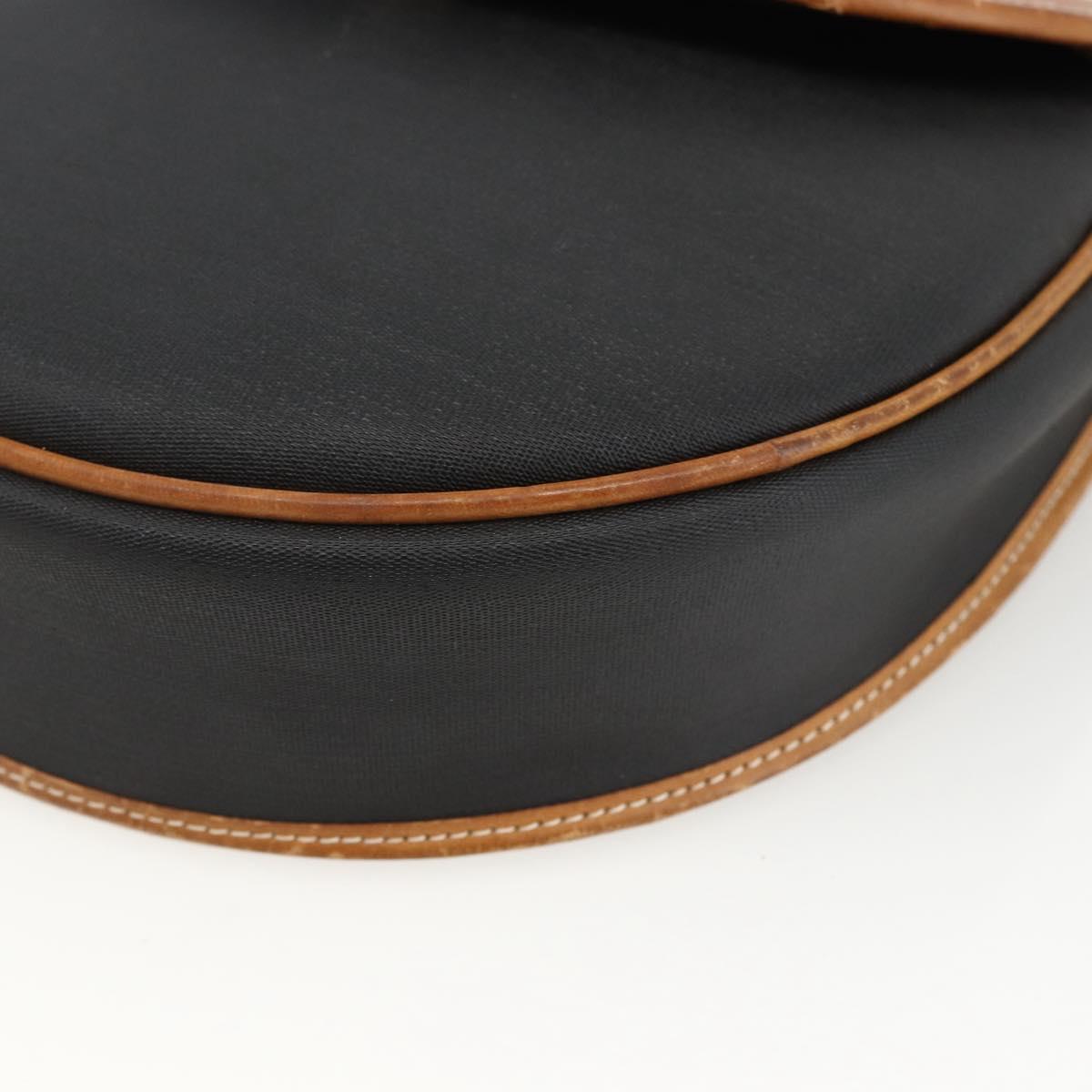 Christian Dior Shoulder Bag PVC Leather Black Gold Auth BA11060