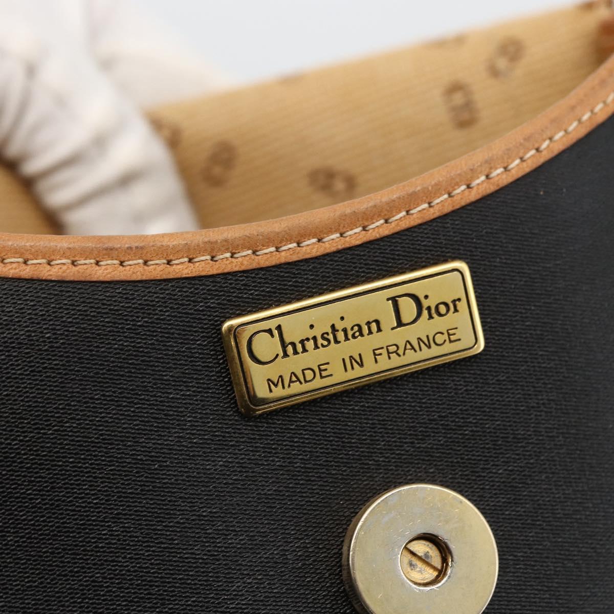 Christian Dior Shoulder Bag PVC Leather Black Gold Auth BA11060