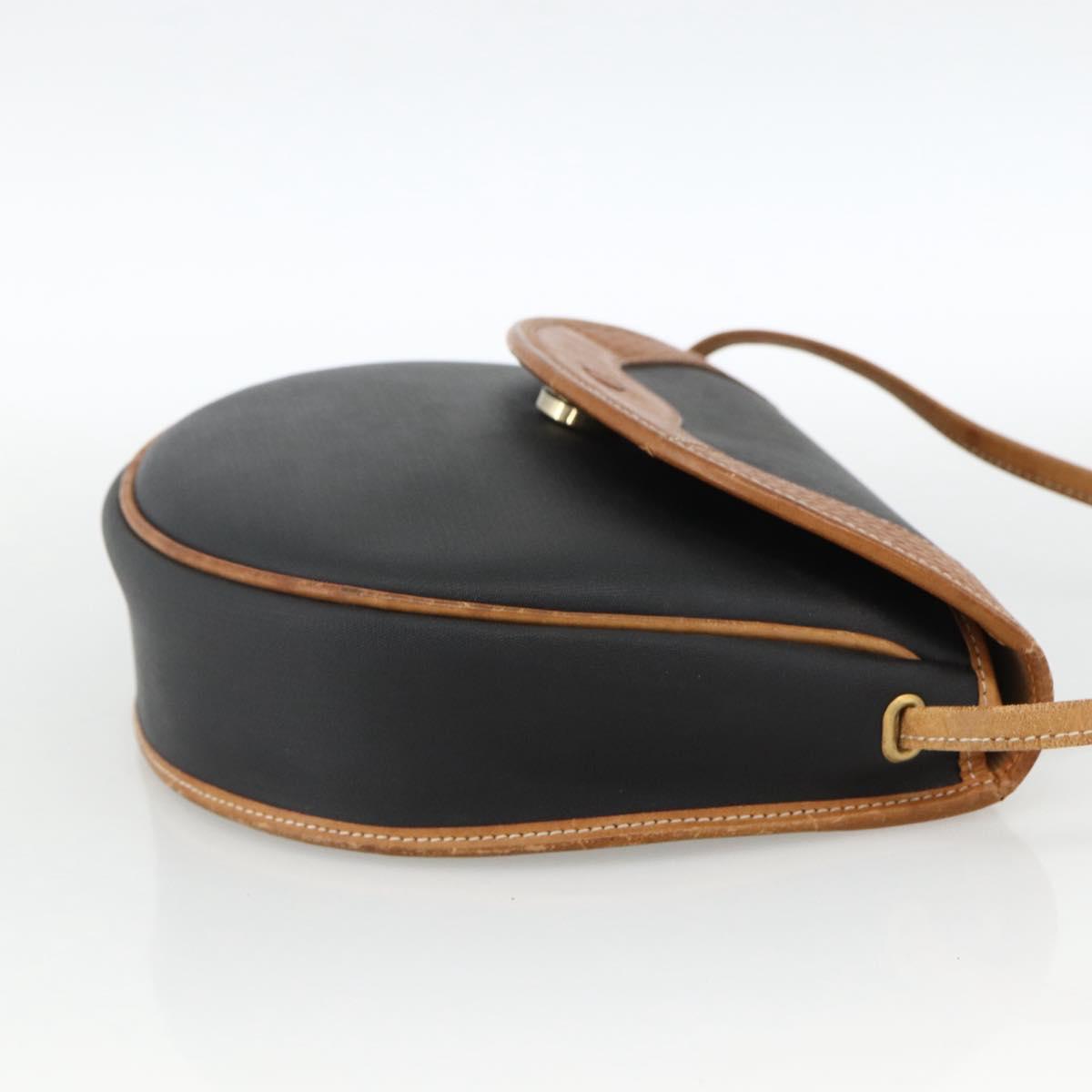 Christian Dior Shoulder Bag PVC Leather Black Gold Auth BA11060