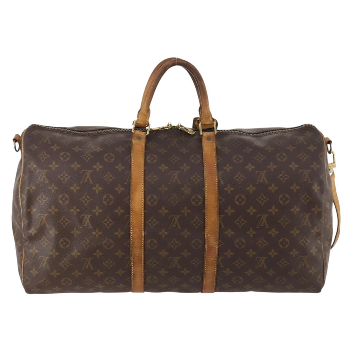 LOUIS VUITTON Monogram Keepall Bandouliere 55 Boston Bag M41414 LV Auth BA11072
