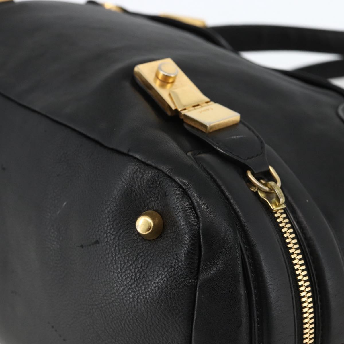 Chloe Hand Bag Leather Black Gold Auth BA11087